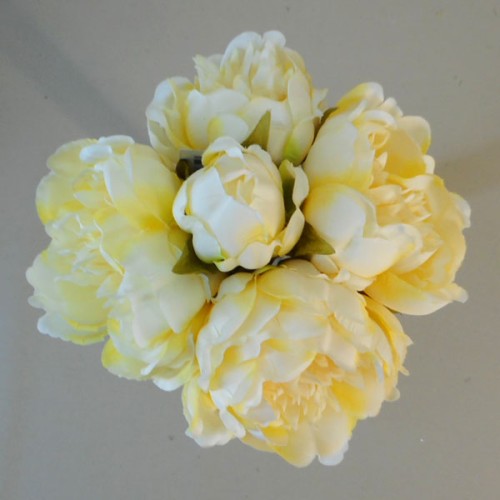 Artificial Peony Posy Lemon Yellow 28cm Artificial Flowers